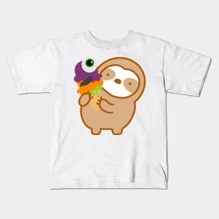 Cute Halloween Eye Scream Ice Cream Sloth Kids T-Shirt